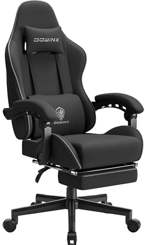 Dowinx Gaming Chair for Adults, Computer Chairs with Footrest, Ergonomic PC Chair with Massage, Office Chair with Armrests, Up to 150Kg, Black (LS-6658)