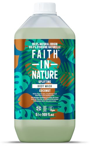 Faith In Nature Natural Body Wash - Gel douche - Végan & Sans Cruauté, Sans SLS ni Parabènes - Pack de Recharge 5L - Coco