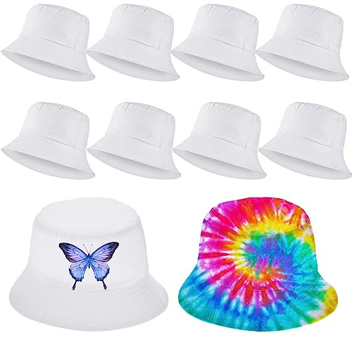 Toulite 10 Stück Sublimationshut für Damen und Herren, Baumwolle, Strand, Angeln, Sublimationshüte, Unisex, verstaubar, für Reisen, Sommer, Weiß, Weiss/opulenter Garten, 3
