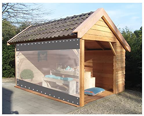 PHLEPS Abdeckplane Holz,Wasserdichter Vorhang for Den Außenbereich, Transparentes PVC, 0,5 Mm, Winddicht, Regenfest, for Terrasse, wasserdichte Plane for Pavillon, Balkon, Garage, Garten (Color : Cle