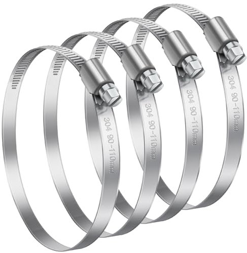4 Pièces 70-90mm Collier de Serrage Réglable, Bolatus Collier de Serrage Inox 304 Collier Serrage Métallique pour la Plomberie, Piscine, l'Automobile et les Applications Mécaniques