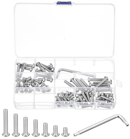 QUARKZMAN M5 Torx Sicherheitsschrauben-Set, (M5x8/10/12/16/20/25/30mm) 70 Stück 304 Edelstahl Rundkopf-Sicherheitsschraube, inkl. 1 Stück T25 Schraubenschlüssel