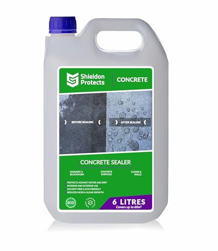 Shieldon Concrete Sealer - Invisible Waterproof Agent for Concrete Surfaces. Protects Garage Floor, Driveway, Block Paving, Indoor & Outdoor Walls - 6Litres