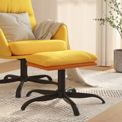 KLYEON Fußhocker Senfgelb 60x60x36 cm Stoff und Kunstleder,