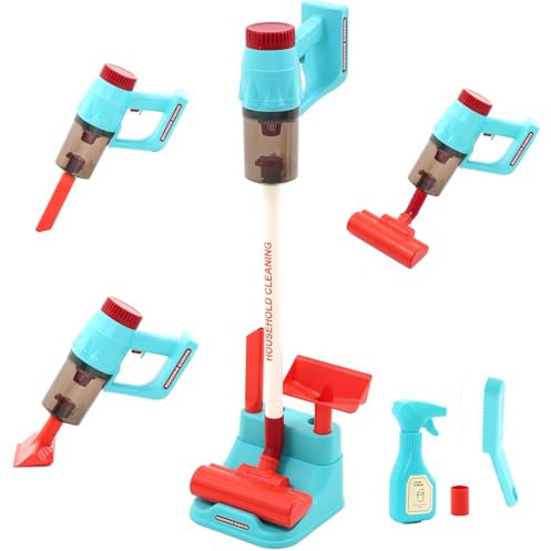 Vacuum Cleaner Toy Age 3+ with Real Suction Function & Accessories, Housekeeping Pretend Role Playset ,3 in 1 Kids Cleaning Toy Set With Sound and Light,Learning Educational Toy for Kids Boys Girls