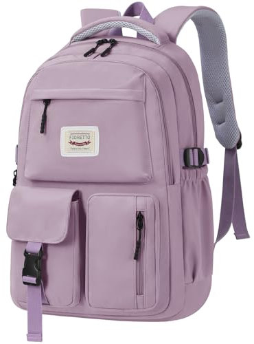 FIORETTO schulrucksack Teenager Mädchen Damen Schulranzen Schultasche School Bag Rucksack Schule 14 Laptopfach, Wasserabweisend & Leicht Lila