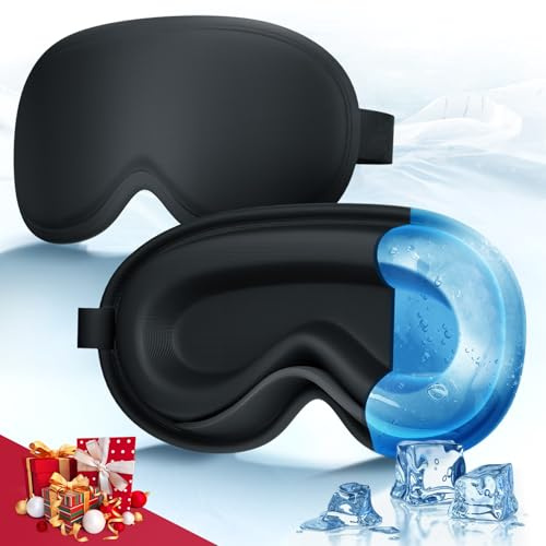 3D Kühlende Schlafmaske mit 3D-Kühlgel & 100% Lichtblockierung, Eisbeutel für Augen ohne Druck für Männer & Frauen Seitenschläfer, Lash Protector Schlafmaske für Schwellungen, trockene Augen,