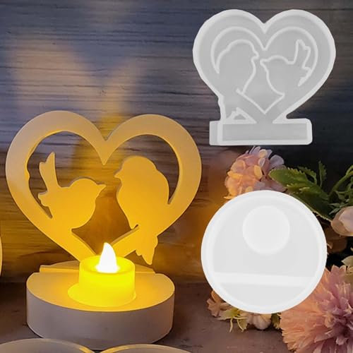 Vogel Silikonformen Gießformen WISIRENT, Liebesvogel Kerzen Formen Silikon mit Sockel, Liebe Vogel Gipsform Zum Gießen Vogel Gips Zum Gießen, Diy Gießformen Kerzenform Vogel für Bastelarbeiten, Gips