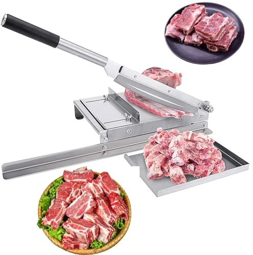 YJKKZQLB Trancheuse Manuelle pour Viande congelée, Hachoir à Viande Manuel pour côtes, Coupe-os pour Poisson, Poulet, bœuf, Viande congelée, légumes, charcuterie, Machine à trancher
