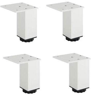 SZLXJMFL Tischbeine Silber, 4 Stück Verstellbar Möbelfüsse Quadrat Aluminiumlegierung | Eloxierte Oberfläche Höhe: 3-40cm Sockelfuß Schrank Füße Couchtisch Beine Tischfüße Sofasfüße 3cm/1.2