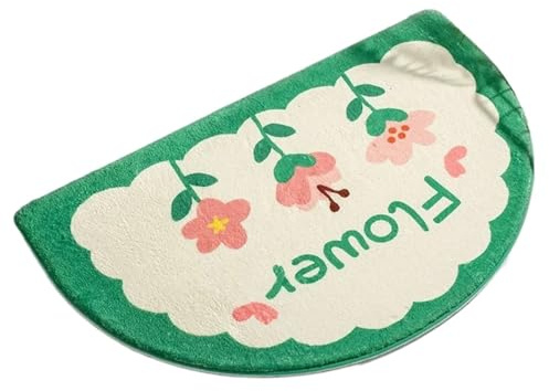 Soft Floor Mats Small Fresh Text Flowers Rugs Home Entrance Carpet Bedroom Toilet Bathroom Door Absorbent Non-Slip Foot Pad(Green)