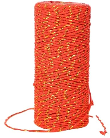 50 m di spago da panettiera, filo di cotone, 1,5 mm, per confezioni regalo, artigianato, giardinaggio e decorazioni, fai da te, colore rosso