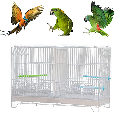 Vogelkäfig, Käfig, Vogelvoliere mit 2 Türen Vogelhaus,Trennwand Trenngitter Zuchtkäfig Vogelhaus,Transportkäfig & Reisekäfig（60x26x39.5cm Weiß）