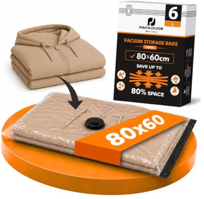 Vakuumbeutel für Kleidung I 6 STÜCK I Größe L: 80x60cm I Vacuum Bags for Clothing I Staubsauger Vakuumierbeutel für Kleidung I Vakuumsäcke für Aufbewahrung I Vakuum-Platzsparer Kleiderbeutel
