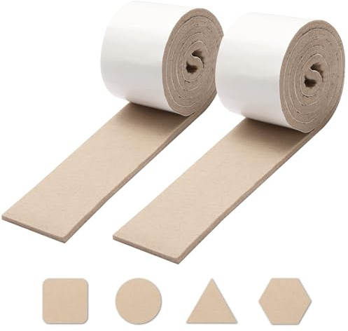 Felt Furniture Pads – 5mm Thick Floor Protector Self-Adhesive Beige Heavy Duty Felt Tape 5cm x 1m (2 Strips) – Cut-to-Fit Strip for Chair, Table & Sofa Legs – Protects Wood, Tile, Laminate Floors
