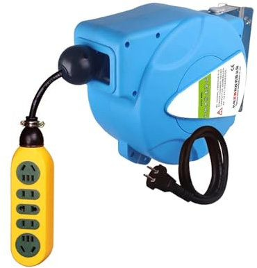 ZKLGS Enrollacables, Carrete de Cable retráctil automático de 10 m, Cable telescópico de 1,5 mm², Carrete de Cable eléctrico, Carrete de Manguera de alimentación de 3000 W.