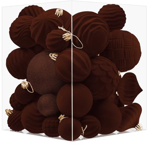 Miaikoe 36 PCS Samt Weihnachten hängende Ornament Kugeln Dekoration Weihnachtsbaum zerstörungsdichte Ornamente Set für Weihnachtsbaum Urlaub Home Decor (Braun)