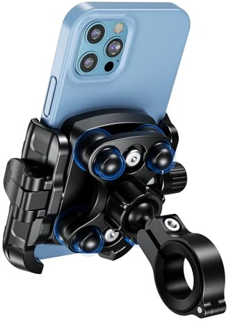 MidingChai Support Telephone Moto Anti Vibration Porte Telephone Velo 360° Rotation, Support Téléphone Moto Guidon Ultra Stable pour 5,4-7,2’’ Smartphone, iPhone 17/16/15/14/ProMax/Samsung/Xiaomi