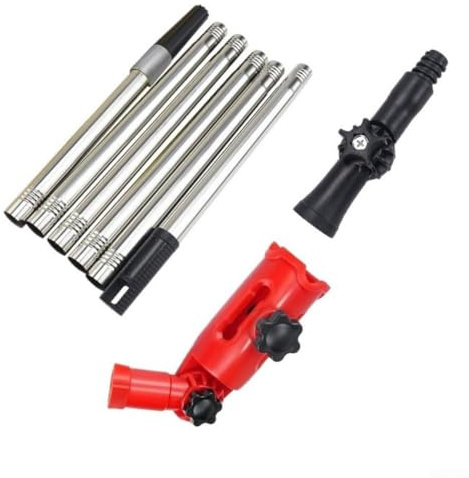 Limpiador de canalones extensible de 5 pies, herramientas de limpieza de canalones 2 en 1, con 2 adaptadores ajustables, para limpieza de techos y suelos