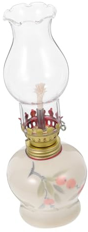 VICASKY Vintage-petroleumlampe Aus Keramik Campinglaterne Mit Einstellbarer Helligkeit Rustikale Glaslaterne Für Innen Und Außen Antike Öllampe Mit Glaskugel Klassische Laterne Für Wohn Un