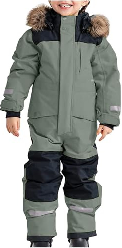 FPMLUXLL Snow Suit for Kids Winter Outdoor One Piece Ski Suit Waterproof Warm Snowsuit Toddler Baby Boys Girls Clothing