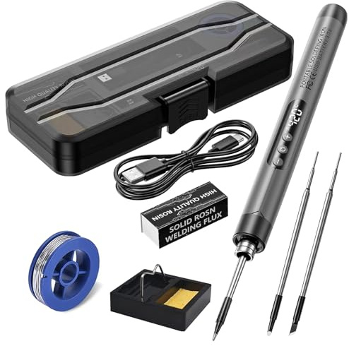 Lötkolben Set, Usb Lötkolben Wiederaufladbar Set, Rechargeable Portable Soldering Iron, Lötkolbenständer, Akkulötkolben, Lötset Für Welding Repair Reparatur Des Schweißens(Grey)
