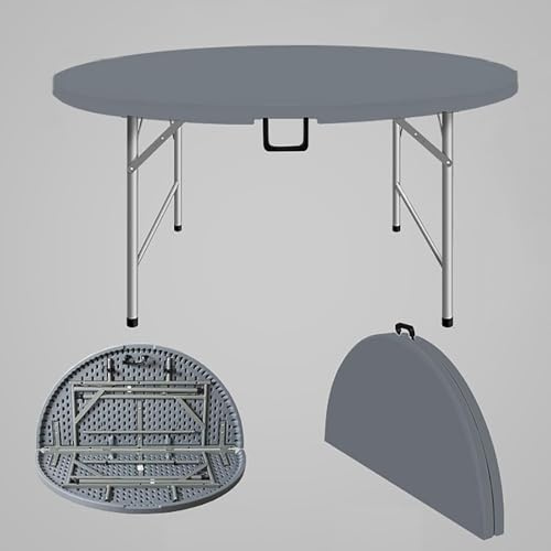 Table pliante ronde portable avec poignée – Table de pique-nique et de camping légère, support en métal, mobilier d'extérieur idéal pour barbecue, jardin et utilisation à la maison