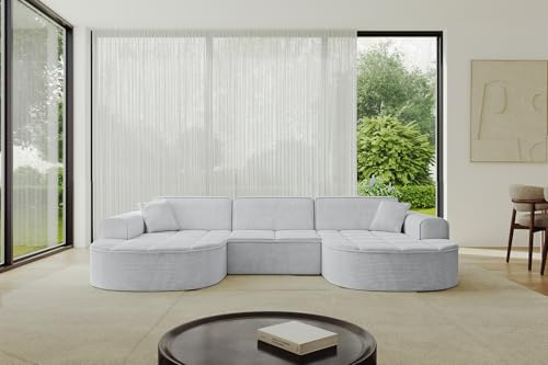 ALTDECOR Ecksofa in U-Form Taro-U1 303x171x79,5 - Grau | Corner Sofa Bett Eckcouch Couch Wohnlandschaft Cauchsofa