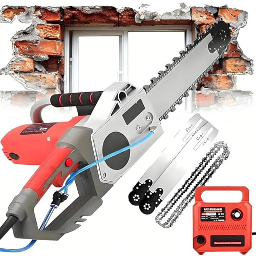 Soflightmok TronçOnneuse à BéTon éLectrique 5800/6500w avec 2 ChaîNes DiamantéEs, 2 Plaques De Guidage, Profondeur De Coupe 35/48 Cm, 6000 TR/Min, AdaptéE Au BéTon Armé De Granit. 35cm