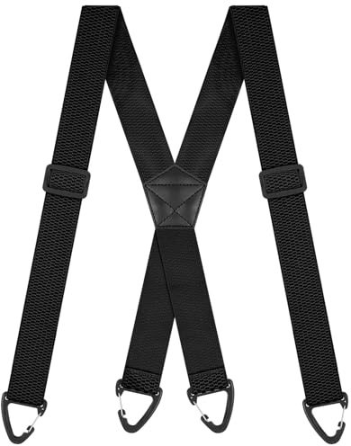 BSBUY Men's Adjustable Braces 3.8cm Wide Heavy Duty Suspenders with Strong Clips Elastic Trousers Braces for Men and Women Durable Suspenders for Business Wedding Casual(Black)