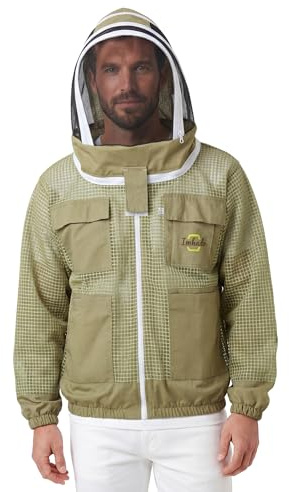 Imkado Atmungsaktive Imkerjacke Fechtschleier, Olivgrün, XL