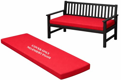 David & Amaya 2/3/4 Seater Outdoor Bench Cushion Waterproof 100% Polyester Replacement Cover Only for Garden, Rattan, Patio & Office Seat Pads, No Filling or Foam Insert (Red, 2 Seater (108x45x6cm))
