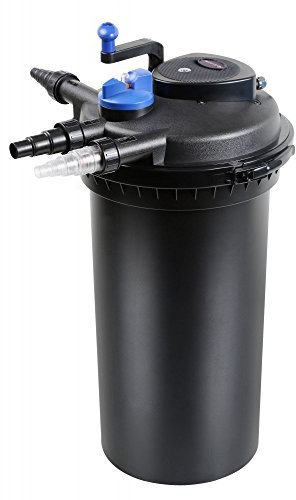 AquaOne Druckteichfilter CPF-15000 I Teichfilter für Teiche bis 30.000 Liter I Bio Teich Filter inkl.18 Watt UVC Klärer mit Kurbelreinigung I schwebealgenfreies klares Wasser