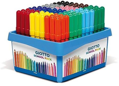 GIOTTO Turbo Maxi - Confezione per la Scuola da 108 Pennarelli a Punta Larga, 5mm, Colori Assortiti