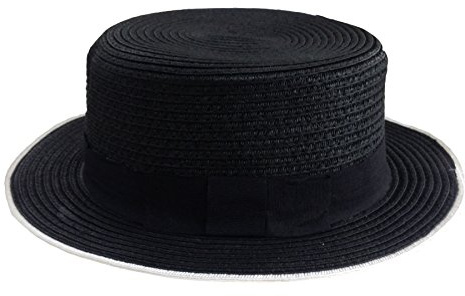 ACVIP Damen Strohhut Kreissäge Sommerhut mit Schwarzem Ripsband