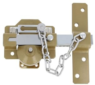 Amig - Cerrojo de Sobreponer con Cilindro Redondo, Pestillo y Cadena Mod. 1C - 88 x 153 mm - Cerradura de Seguridad con Llave y Retenedor - Incluye 5 Llaves de Punto - Acero Martelé