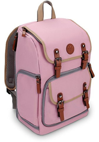 GOgroove Sac à Dos pour Appareil Photo Reflex Numérique avec Compartiment à Tablette, Séparateurs Modulables, Support Trépied & Housse Imperméable pour Canon, Nikon, Olympus et autres - Rose - par