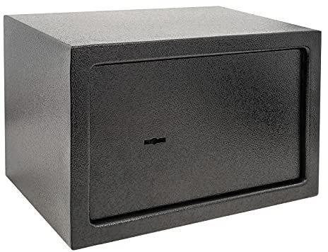 PrimeMatik - Wandtresor Stahl mit Schlüssel Mauertresor Möbeltresor Wandeinbautresor 31 x 20 x 20 cm schwarz