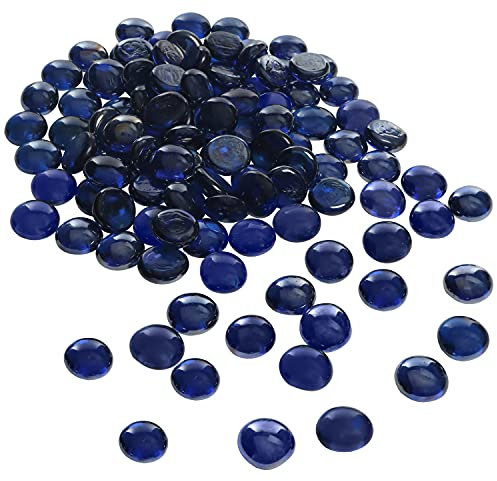 Belle Vous Glassteine Deko Blau - 2,25kg 18mm Flache Steine Deko Steinchen - Deko Glas Nuggets für Hochzeiten/Party Tische, Vase und Aquarium Deko Muggelsteine Blaue Deko Steine Flach