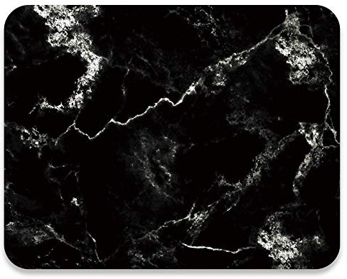 Audimi Tapis de souris en marbre noir avec motif en pierre, tapis de souris en caoutchouc antidérapant pour ordinateur portable, PC, bureau, travail, jeu