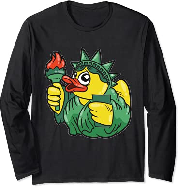 Statue of Liberty Rubber Duck 4 th of July Independence Day Long Sleeve T-Shirt