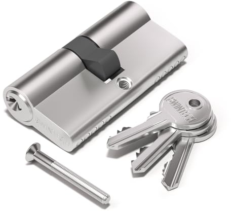 Bwintech 70mm(35/35) Nickel Euro Cylinder Lock,Door Barrel Lock,Key/Key with 3 Standard Keys,Anti-Pick,Anti-Bump,Anti Drill,High Security for UPVC,Wooden,Composite Doors