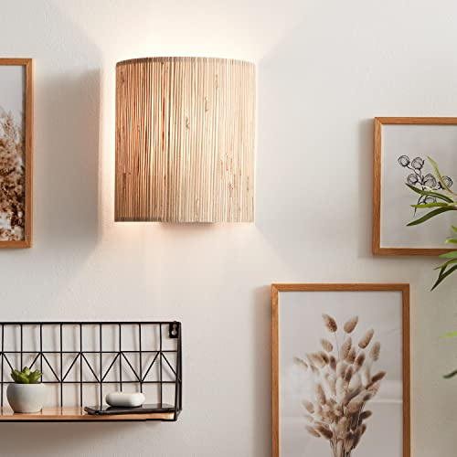 Brilliant Wandstrahler im Nature Stil - dekorativer Wandspot mit Seegras Schirm für das Wohzimmer - dimmbar nur mit externem Dimmer - E27 max. 52W aus Metall-Seegras, in Beige/Natur - 26x23cm