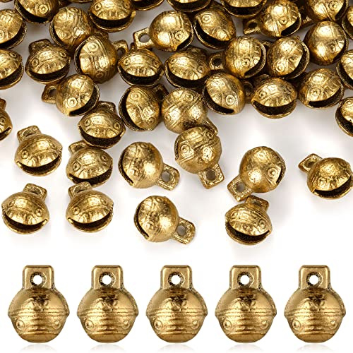 LEIFIDE Vintage Bells for Crafts Brass Bells Mini Craft Bells Small Tibetan DIY Jewelry Making Charms Pendants for Necklace Bracelet Decor Pet Bell Dog Collar Bells Home Door Decor
