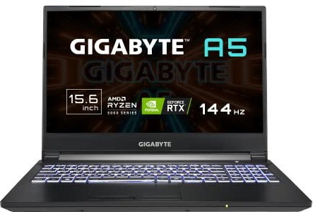 Gigabyte A5 Gaming Laptop, AMD Ryzen 5 5600H, GeForce RTX 3060, 15.6 144Hz Display, ohne Betriebsystem A5 K1 ADE1130SD), Schwarz