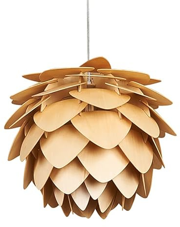 Modern Art Wood Wooden Pinecone Pendant Lights Christmas Decorations for Home Restaurant Farmhouse Hanging Lamps Home Living Room Kitchen Island Dining Room Entryway Hallway Fixtures (12'')