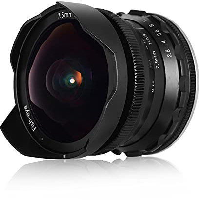 Andoer Lente ojo de pez F2,8 de 7,5 mm con enfoque manual 180 ° Ultra gran angular E-Mount-Objetivo Compatible con la cámara de marco ILDC A6600 A6100 A6400 A6500 A6300 A6000 5100 A77II de Sony