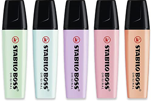 STABILO Textmarker Boss Original, Pastellfarben, 5 Stück