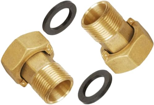 KNM Trade Messingverschraubung 3/4×1 Set, Wasserzähler | Anschlussadapter, 2-teilig, Innengewinde 1, Außengewinde 3/4, Wassersysteme