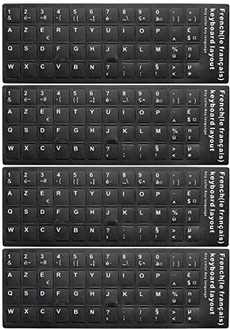 PATIKIL Francese Tastiera Adesivi 4pz Universale Tastiera Sostituzione Copertura Trasparente per Notebook Computer Scrivania Nero Sfondo Bianco Lettere
